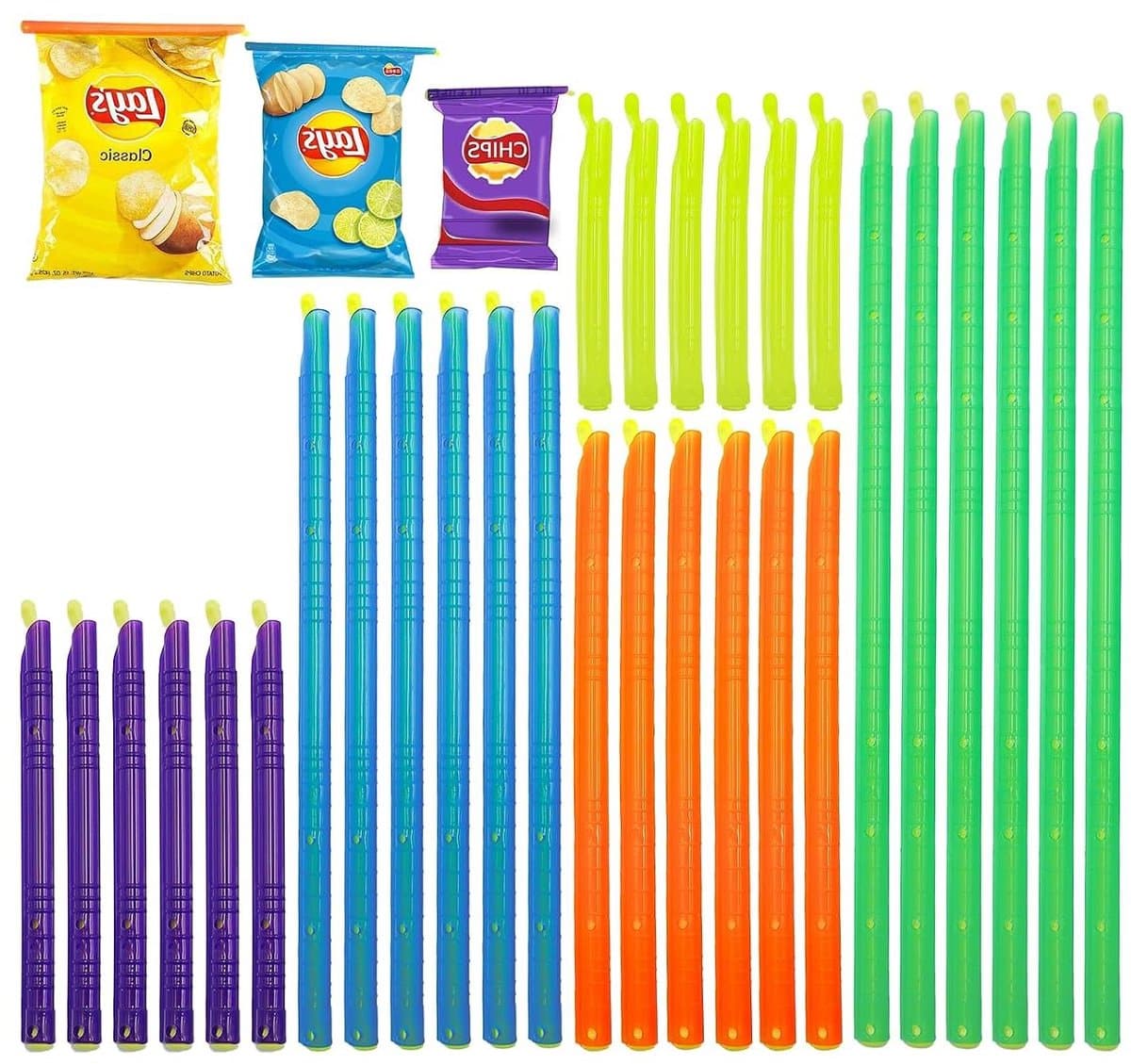 Zak Sluitclips - Zakverzegelaars Keuken - Voedsel Bewaren - Herbruikbaar Kleurrijk Set - 30 Stuks 5 Maten - Meerdere Kleuren — afbeelding 1