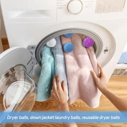 9 stuks drogerballen voor wasdroger, drogerballen, droogballen, herbruikbare droogballen, droogbal, wasbal voor wasmachine, droger ballen voor thuiskleding (blauw, wit, paars) — thumbnail 3