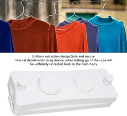 Intrekbare Waslijn - Waslijn Balkon Badkamer - Kleding Drogen - Dubbel Touw Ontwerp - 1 meter - Wit — thumbnail 2
