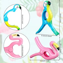 Handdoekklemmen voor strandstoelen, 4 stuks Grote strandhanddoek klemmen Flamingo strandhanddoek clips handdoekklemmen Flamingo wasknijpers voor wasgoed strandhanddoek badhanddoek zwembad (Roze A) — thumbnail 4
