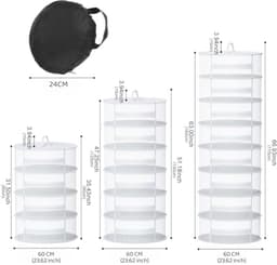 Opvouwbaar Droogrek voor Kruiden - 6 Lagen - Φ60cm - Ideaal voor Drogen van Planten, Vlees en Kleding — thumbnail 2