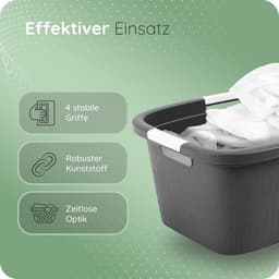 Novaliv wastobbe met 4 handgrepen 40L antraciet, wasboxset wasemmer wascontainer voor badkamerwas vuile was, wastobbes wasmand opbergruimte wasmand wasmand verzamelbox — thumbnail 2