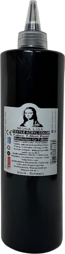 Südor Textielverf 500 ml, zwart.Wasbestendige textielverf voor lichte stoffen. Wasmachinebestendig, wasbestendig. Fixatie door strijken — thumbnail 1