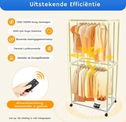 Elektrische Wasdroger - Smart Droogrek - Hangende Kleding Droger - Droger Voor Kledingkast - Warme Lucht Droger — thumbnail 3