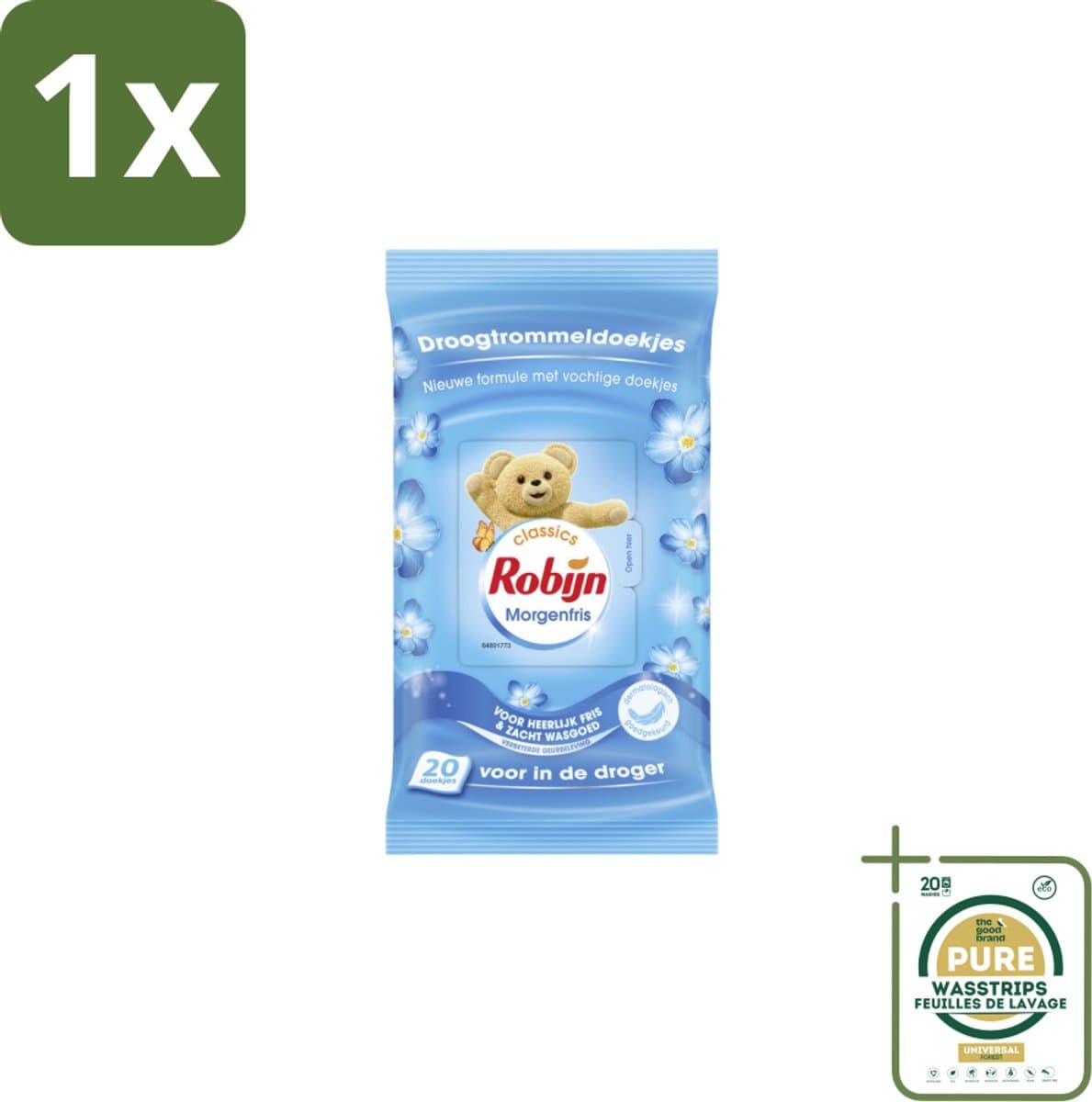 1 x Robijn – Droogtrommeldoekjes – Morgenfris - 20 Doekjes- Droogtrommeldoekjes - Wasgoed Drogen - Frisheid Droger - Wasgoed Verzorgen - Kleding Beschermen — afbeelding 1