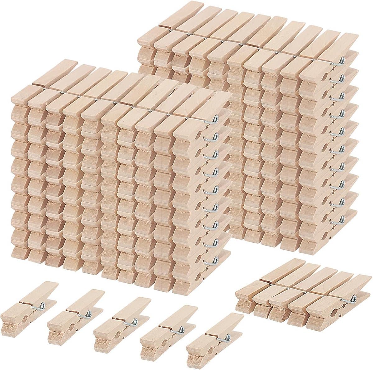 200 Stuks Grote Wasknijpers van Hout - Ideaal voor Waslijn en Knutselen — afbeelding 1