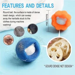 Haarverwijderaar Wasgoed - Pluisballen Wasmachine - Kleding Reinigen - Herbruikbaar Systeem - 8 Stuks - Blauw Oranje — thumbnail 3