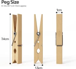 Houten wasknijpers voor waslijn - Sterk en duurzaam - 102 Stuks voor DIY-projecten en foto's — thumbnail 5