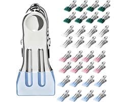 Wasknijpers Set - Kledinghaken Klemmen - Kleding Ophangen - Roestvrij Staal PVC - 32 Stuks - Multicolor