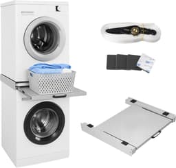 Universeel Verbindingframe voor Wasmachine en Drogen - Uittrekbare Handdoeksteun — thumbnail 1