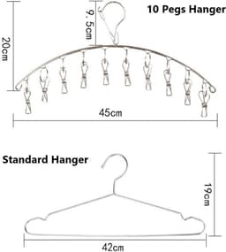 Stainless Steel Laundry Drying Rack - 3 Pack with 10 Clips for Sock, Underwear, and Small Items — thumbnail 5
