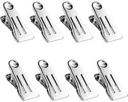 Metalen Kledingklemmen - Wasknijpers Organizer - Huishoudelijk Gebruik - Roestvrij Staal - 8 Stuks - Wit