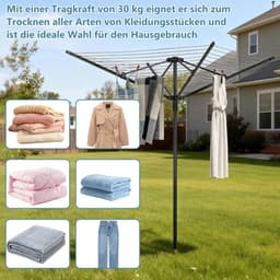 Droogmolen met Voet voor Camping & Thuis - Wasrek Staand - Droogrek Inklapbaar - wasstandaard — thumbnail 2
