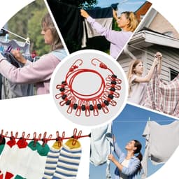 Reis Kledinglijn - Waslijn met Clips - Drogen van Kleding - Windproof en Antislip - Tot 3.7 Meter - Rood — thumbnail 4