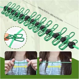 Waslijn Doek Outdoor - Camping Waslijn Intrekbaar - Kleding Drogen - Verstelbare Lengte - 1.0 Meter - Groen — thumbnail 4