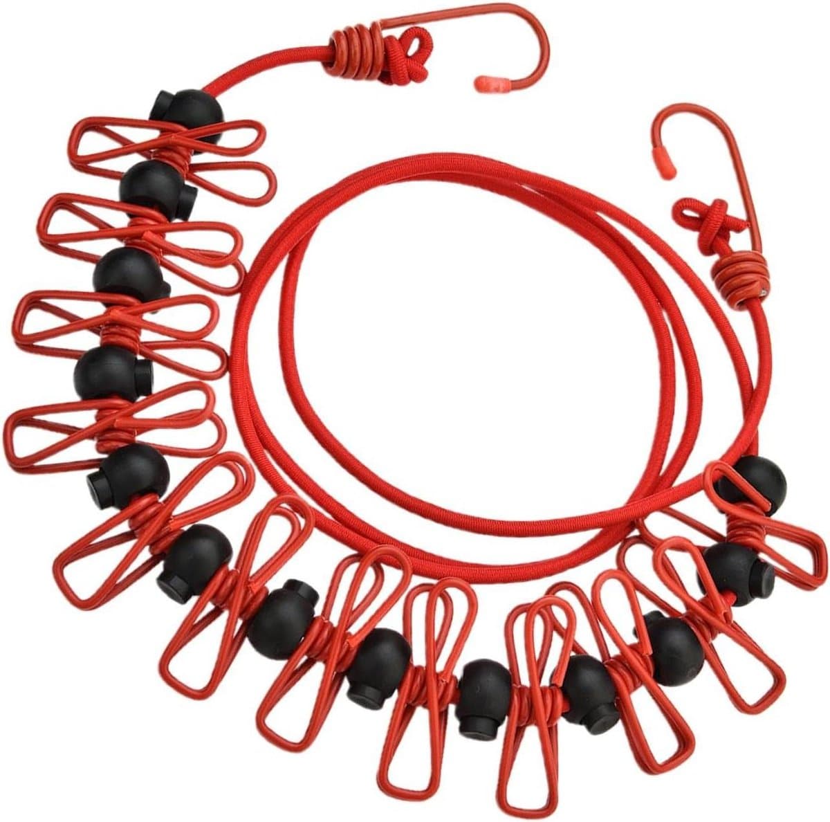 Camping Waslijn - Reis Waslijn - Kleding Drogen - Winddicht Ontwerp - 1.7 Meter - Rood — afbeelding 1