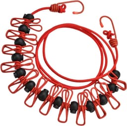 Camping Waslijn - Reis Waslijn - Kleding Drogen - Winddicht Ontwerp - 1.7 Meter - Rood — thumbnail 1