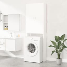 Gecheer Washing Machine Cabinet, Bathroom, Toilet, Dryer, Shelf Furniture, Washing Machine, Cabinet, Shelf, Bathroom Organizer, White, 64 x 25.5 x 190 cm — thumbnail 1