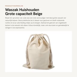 Dailygoods- Waszak Grote Capaciteit - Waszakken voor Wasgoed - Waszak met Koordvergrendeling - Natuurlijk Katoen - Milieuvriendelijk - 15x20 cm - Wasmand — thumbnail 5