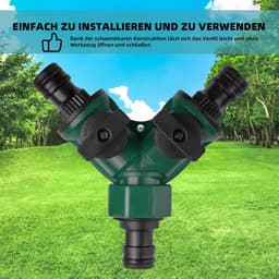 Y Stuk kraan splitter - 2 stuks - Y verdeler tuinslang - Waterverdeler 2-weg - Tuinslangaansluiting - Tuingereedschap - Waterverdeler Wasmachine en Vaatwasser - Voor gebruik in huis en tuin - Groen — thumbnail 5