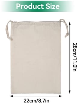 Allecto - Katoenen waszak - opbergzak voor vuile kleren - 22x28cm - wasbare opbergzak - milieuvriendelijk katoen - geschikt voor reizen - natuurlij... — thumbnail 4