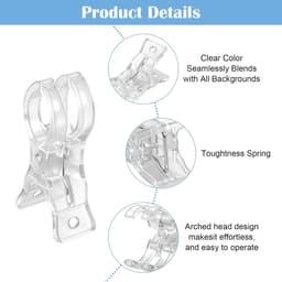 Grote Knijpers - Handdoek Clips - Dingen Vastzetten - Antislip Grip - 15 Stuks - Transparant — thumbnail 3