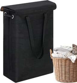 Wasmand Organizer - Opvouwbare mand - Vuile kleding - Versterkte bodem - 28.9 x 19 x 60 cm - Zwart — thumbnail 1