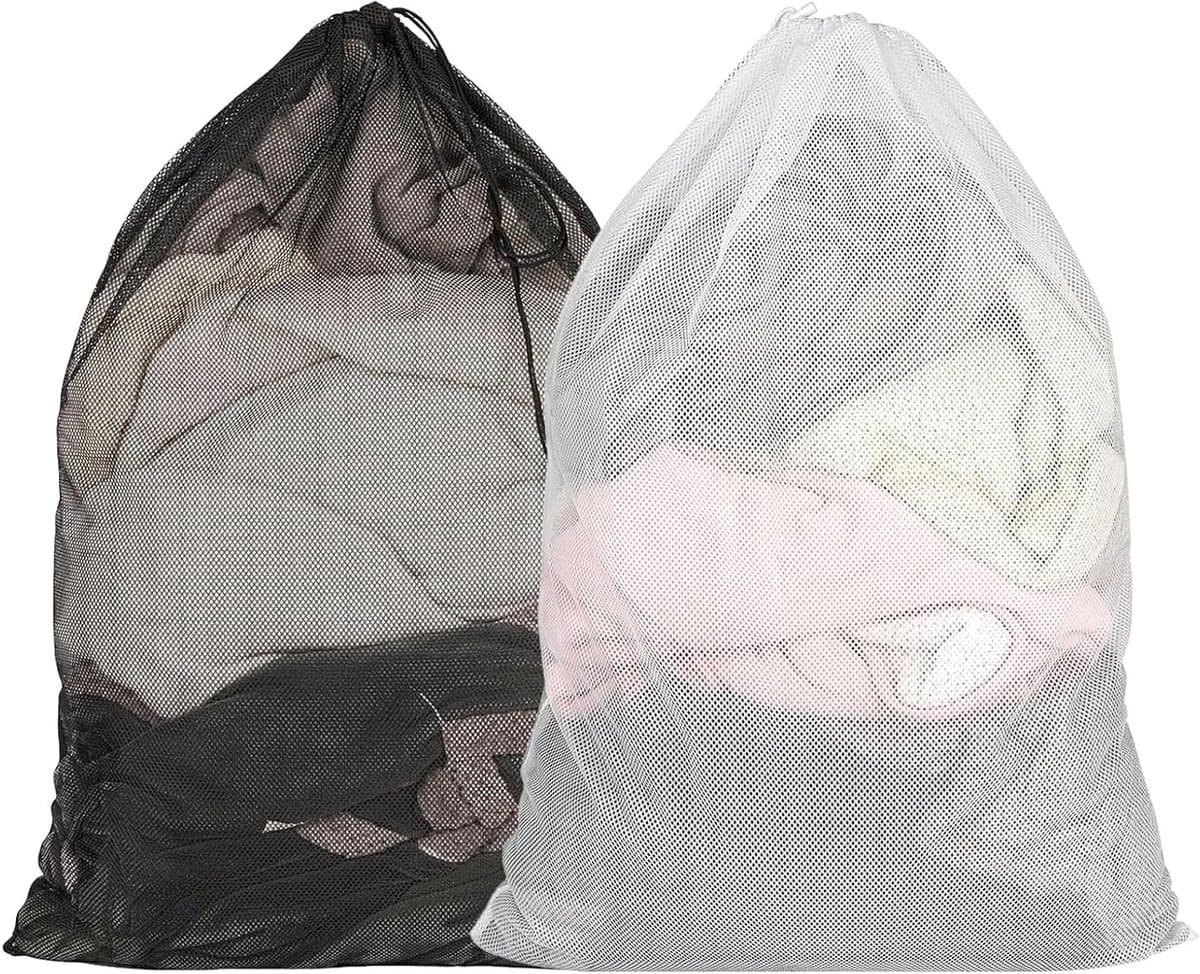 Set van 2 Sterke Wasnetten voor de Wasmachine, Grote Waszakken met Trekkoord voor Thuis, Hotel en Kamperen, Ideaal voor Kleding en Delicate Was — afbeelding 1