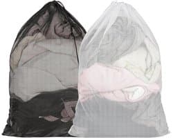 Set van 2 Sterke Wasnetten voor de Wasmachine, Grote Waszakken met Trekkoord voor Thuis, Hotel en Kamperen, Ideaal voor Kleding en Delicate Was