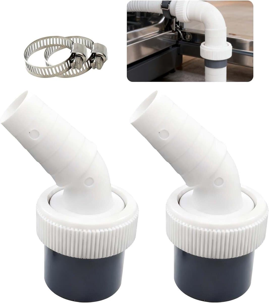 Wasmachine Afvoer Adapter - Vaatwasser Slang Koppeling - Apparaat Aansluiten - Universele Pasvorm - Ø 18-24mm naar 40mm - Grijs — afbeelding 1