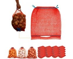 Raschelzakken Aardappelen - Netzakken Groenten - Opslag Fruit - Met Trekkoord - 30x50 cm - Rood