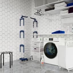 Vouwbaar wasrek met 6 uitschuifbare vleugels op 3 niveaus, ruimtebesparend en verstelbaar van 66-130 cm, ideaal voor binnen en buiten gebruik — thumbnail 3