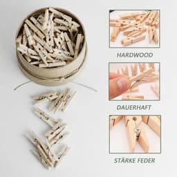 Dailygoods- Wasknijpers Mini - Houten Klemmen - 50 Stuks - Kleine Wasknijpers - Decoratieve Clips - Voor Fotohouders/Knutselen - Duurzaam Hout — thumbnail 3