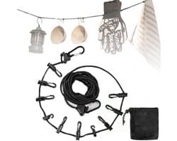 Dailygoods- Waslijn 5 Meter - Waslijn Camping - Uittrekbare Waslijn - Multifunctionele Waslijn - Accessoires voor Buitengebruik - Lichtgewicht en Waterafstotend - Drooglijn