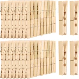 Wasknijpers Houten - Kleine Klemmen - Was Ophangen - Duurzaam Beukenhout - 400 Stuks - Natuurlijk — thumbnail 1