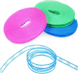 Waslijnset 3 Rollen - Kampeerwaslijn Intrekbaar - Buiten Kleding Drogen - Met Metalen Haken - 3 Rollen - Zoals Getoond — thumbnail 1