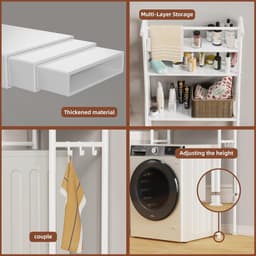 Wasmachine Opbergplank - Wasrek Boven Wasmachine - Wasruimte Organiseren - 3 Laags Ontwerp - 68 x 25 x 165 cm — thumbnail 5