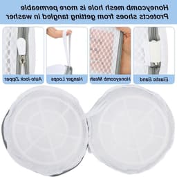 Schoenwaszakken 2-Pack met Honingraatnet voor Sport- en Hardloopschoenen, Sokken en Speelgoed, Witte Cilindrische Waszakken — thumbnail 5