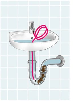 Rohrfrei-Power Slang met terugslagventiel – Milieuvriendelijk ontstoppen van afvoeren in keuken, bad en WC, 2,4 m lengte, inclusief adapter voor tuinslang — thumbnail 1