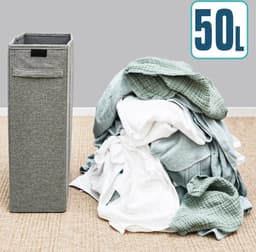 50L Smalle Wasmand met Deksel - 20x40x60 Nis Wasbox - Wasverzamelaar - Opvouwbare Badkamer Mand — thumbnail 5