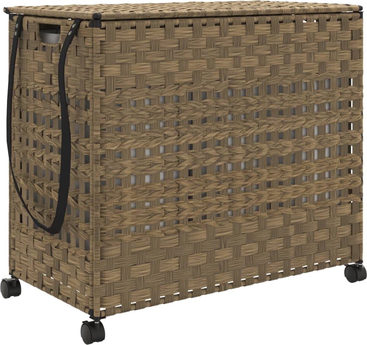 vidaXL - Wasmand - op - wielen - 66x35x60 - cm - rattan — afbeelding 1