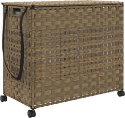 vidaXL - Wasmand - op - wielen - 66x35x60 - cm - rattan — thumbnail 1