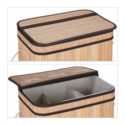 wassorteerder bamboe - 3 vakken - elk 30 l - met deksel en handgrepen — thumbnail 5