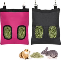 Hooibuidel Set - Voerzak Kleine Dieren - Voedsel Aanbieden - Waterproof Oxford Stof - 30.5 cm Lengte - Zwart — thumbnail 1