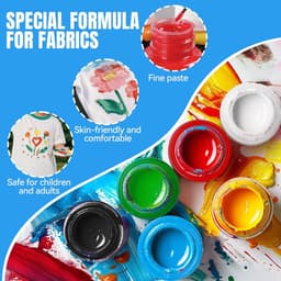 Paint, textielverf, wasbare stofverf voor kleding, T-shirt, jeans, stof, canvas, glas, crème, hout (6 kleuren) — thumbnail 3