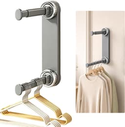 Droogrek voor binnen, wandmontage, wanddroger, dubbele stang, verstelbaar, geschikt voor balkon, badkamer, slaapkamer (grijs) — thumbnail 1