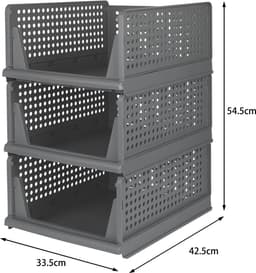 Set van 3 opbergdozen, kastorganizer, opvouwbare opberglade-organizer en kledingkast, voor kleding, dekbedden en speelgoed, 33,5 x 43 x 54,5 cm, grijs — thumbnail 5