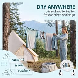 2 x reiswasrek, uittrekbaar, 1,5 m, nylon, verstelbaar, draagbaar, voor kamperen, reizen en outdoor (wit en zwart) — thumbnail 5