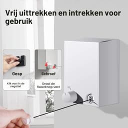 Intrekbare Waslijn - Zilver - 4,2 m - Heavy Duty Wandmontage - Voor Binnen en Buiten — thumbnail 3