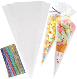 Snoepzakken - Transparant - 16 x 30 cm - Voedselveilige Cellofaan Kegelzakken - Voor Feesten en Snacks — thumbnail 1